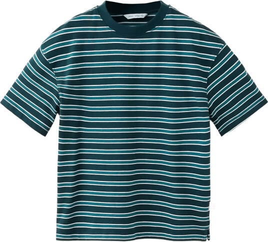 Mango 100% Cotton Striped T Shirt Green 9 10 Mango 100% Cotton Striped T Shirt Green 9 10
