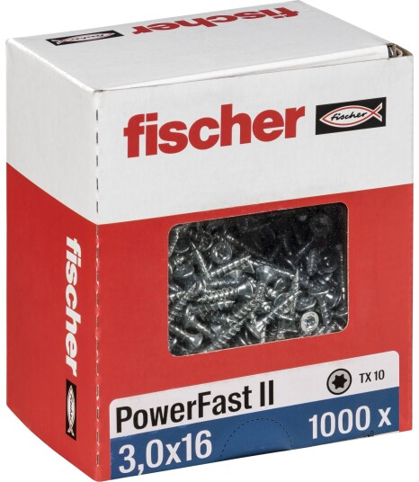 Fischer Treskrue PowerFast II Galvanisert TX VG (3,0 × 16 mm) 1000 Stk.