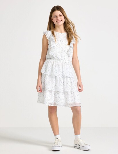 Lindex Flounce Dress White 164