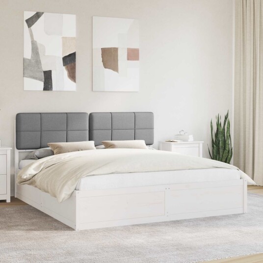 Sengeramme med Polstret Hodegjerde Lysegrå 200 x 200 cm Sengeramme med Polstret Hodegjerde Lysegrå 200 x 200 cm
