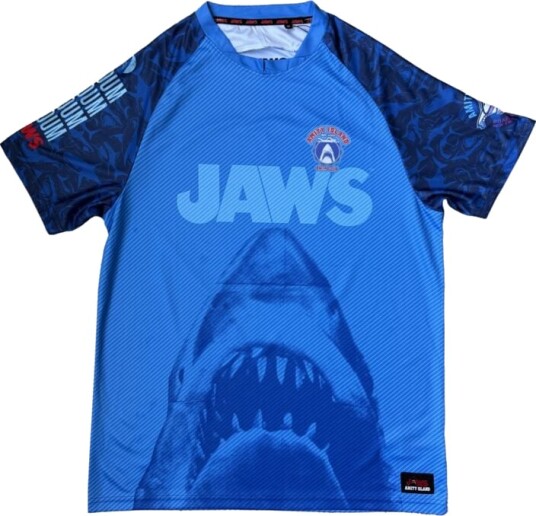 Der weisse Hai Jersey - Amity Island - 75 - Fotballskjorte - S til XXL - Herrer - flerfarget