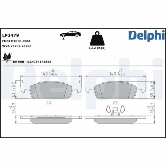 Bremseklosser DELPHI LP2479 Bremseklosser DELPHI LP2479