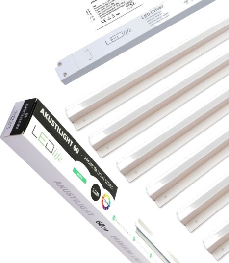 Ledlife Trebetong/gips LED Skinnesett 6x60cm   CCT Innfelt  Akustilight  inkl. fjernbetjening ledninger og driver   Kulør : CCT Varm til Kald Hvit