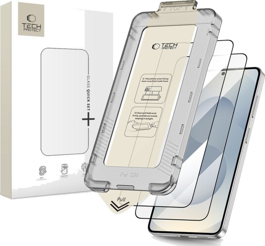 Tech-Protect Quick Set+ Herdet Glass 2-Pakning for Samsung Galaxy S26 - Svart