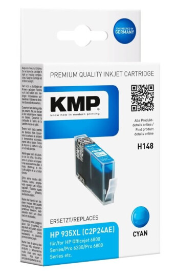 Kmp H148 - 15 Ml - Høy Ytelse - Cyan - Kompatibel - Blekkpatron (Alternativ For: Hp 935Xl) - For Hp Officejet 6812 6815 6820  Officejet Pro 6230 6230 Eprinter 6830 6835