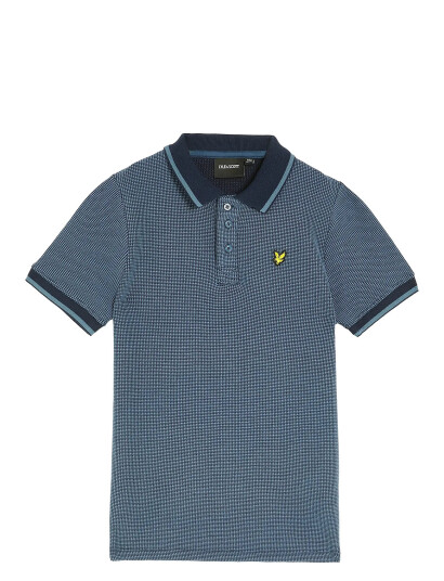 Lyle & Scott Two Tone Waffle Polo Shirt Blue 15 16