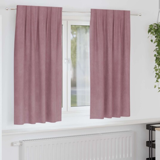  Gardiner med gardiner 2 pcs Mørk rosa 140 x 175 cm Fløyel