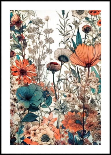 Vintage Floral Garden Plakat / 100x150