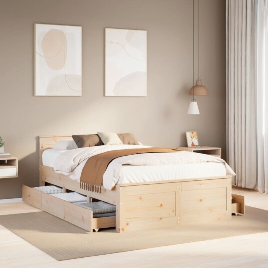 Sengeramme uten madrass med hodegavl 120x190 cm heltre furu