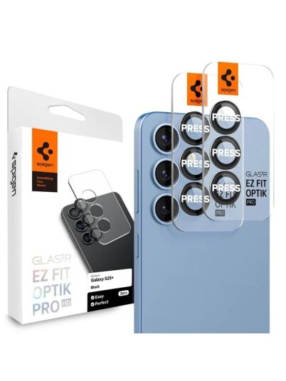 Spigen Optik Pro Linsebeskytter 2-Pack for Samsung Galaxy S25+ - Svart Spigen Optik Pro Linsebeskytter 2-Pack for Samsung Galaxy S25+ - Svart