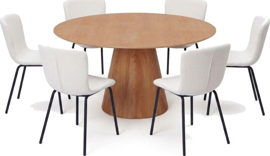 Siena Spisegruppe rund 150 cm Eik med 6 Katy spisestoler - Eik