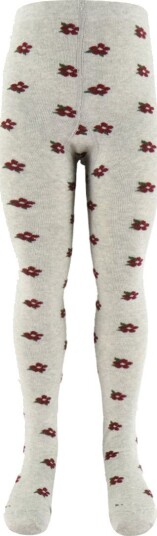 Fuzzies Strømpebukser Light Grey m. Blomster Fuzzies 62/68 Strømpebukser Grå 62 68