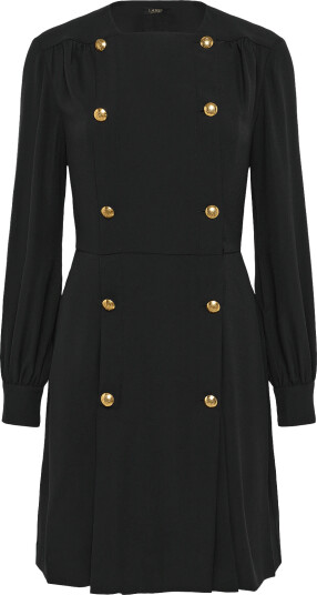 Lauren Ralph Lauren Double Breasted Georgette Dress   Black   34