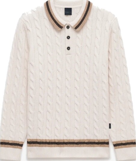 Bugatti Long Sleeve Polo Shirt - ECRU - M