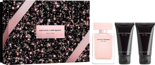 Narciso Rodriguez Gavesett For Her med Parfyme, Body Lotion & Shower Gel - 50 ml hver