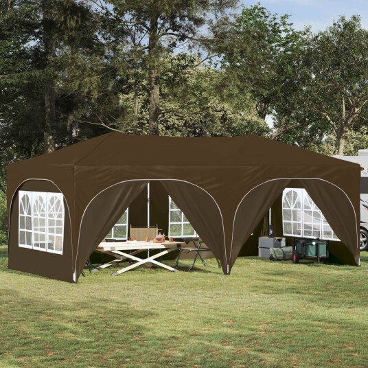 vidaXL Pop up Festtelt 575 x 288 x 245 cm Gråbrun Oxford Stoff