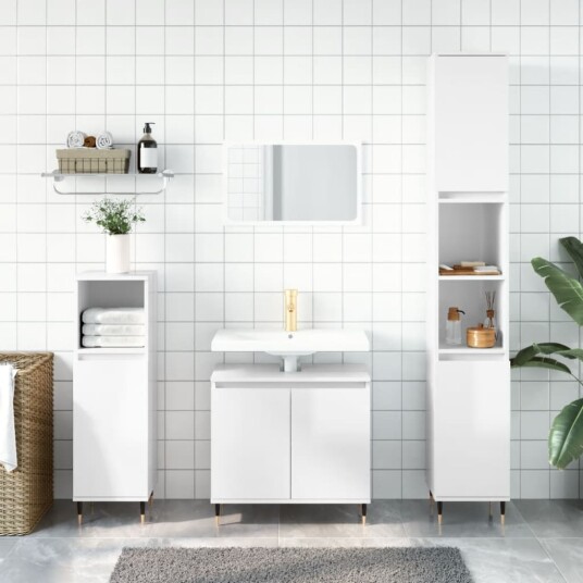 vidaXL Servantskap høyglans hvit 58x33x60 cm konstruert tre