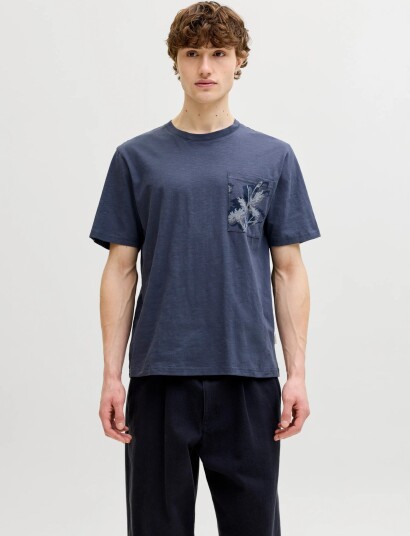 Jack & Jones Jormontauk Aop Pocket Tee Cn Blue XS