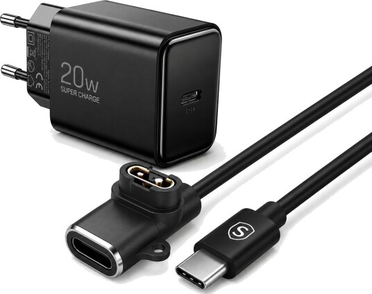 SiGN USB-C ladekabeladapter og hurtiglader 20W for Garmin smartklokke - svart