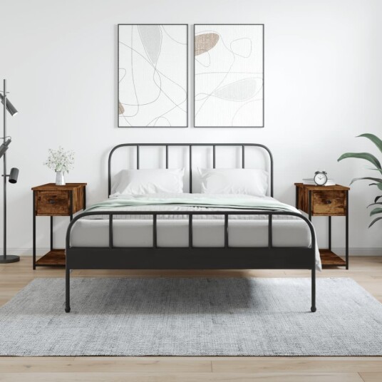 vidaXL Nattbord 2 stk røkt eik 30x60x60 cm konstruert tre