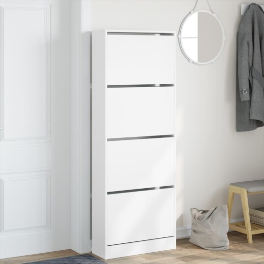Skoskap hvit 60x21x163,5 cm konstruert tre 8721012381391