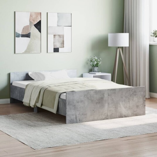 vidaXL Sengeramme med hode- og fotgavl betonggrå 120x190 cm 8721012157347