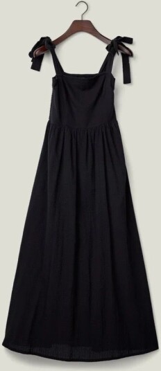 Lexington Maxikjole Bow strap Seersucker Summer Dress Svart