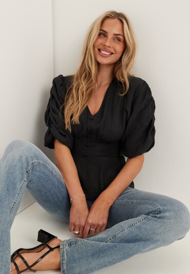 Bubbleroom Short Sleeve Puff Blouse
