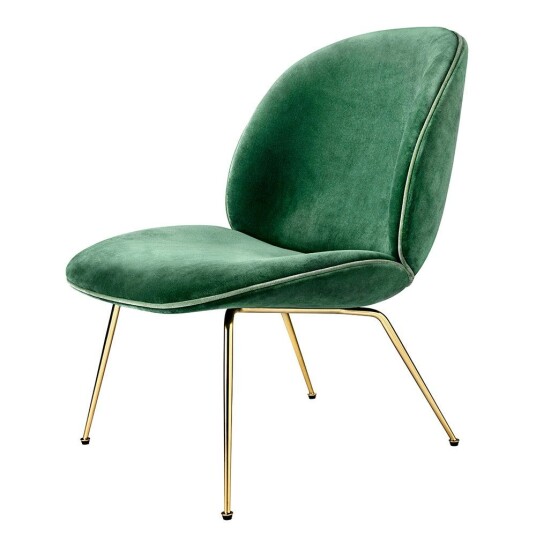 Gubi Beetle Loungestol Conic Base Messing Velluto Cotone 234