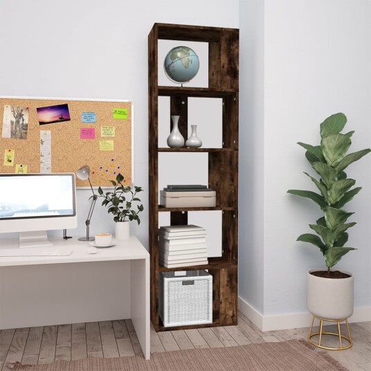 vidaXL Bokhylle r?kt eik 45x24x160 cm konstruert tre