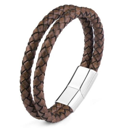 Skinn armbånd med dobbel tau Kobber Skinn armbånd med dobbel tau Kobber