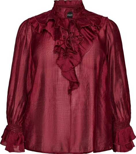 Zizzi Bluse Mifu L/S Blouse Rød