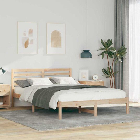  Sengestamme med hodegjerde Brun 140 x 220 cm Heltre furu