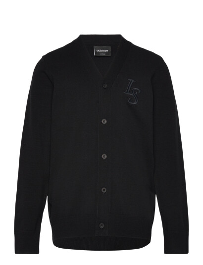 Lyle & Scott L&S Monogram Button Through Cardigan Black 164-170
