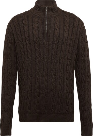 Lindbergh Cabel Zip Neck Knit DK BROWN L