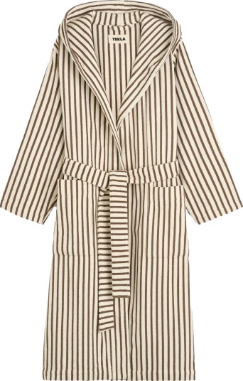 Tekla Organic Terry Hooded Bathrobe Kodiak Stripes Tekla Organic Terry Hooded Bathrobe Kodiak Stripes