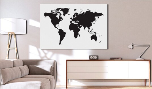 Tavle World Map: Black & White Elegance 90X60 Artgeist sp. z o. o.