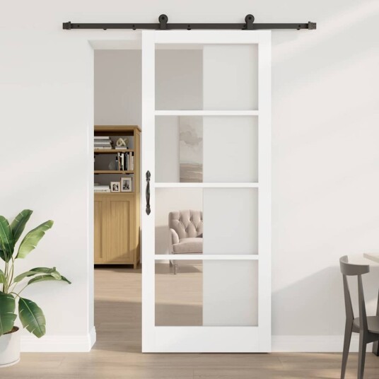 vidaXL Skyvedør med komponentsett 'ORKDAL'Hvit Solid Tre & Glass