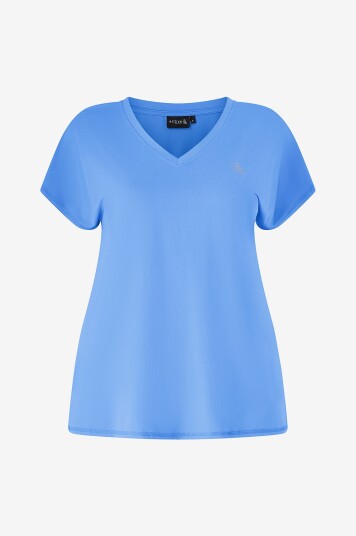Zizzi   Treningstopp aBasic S/S V neck Tee   Blå