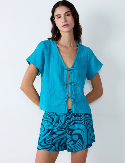 Etam Erin -  Pyjama Shirt - Blue - M