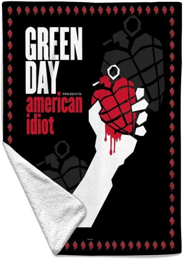 Rocksax Green Day American Idiot Border Sherpa Fleece Throw 50 in x 60 in 79074530