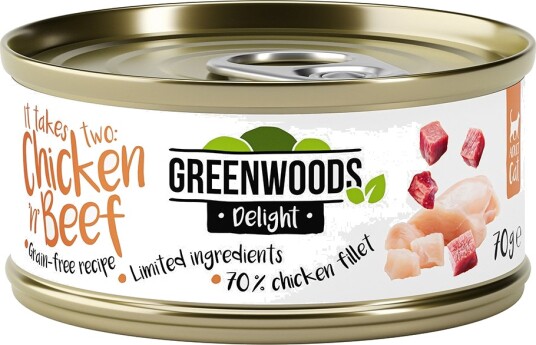 Greenwoods Våtfôr Delight Med Kyllingfilet Okse 24 X 70 G