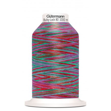 Gütermann Bulky Lock 80 Multi Rød/Grønn/Lilla Sytråd Polyester 9893 1000m