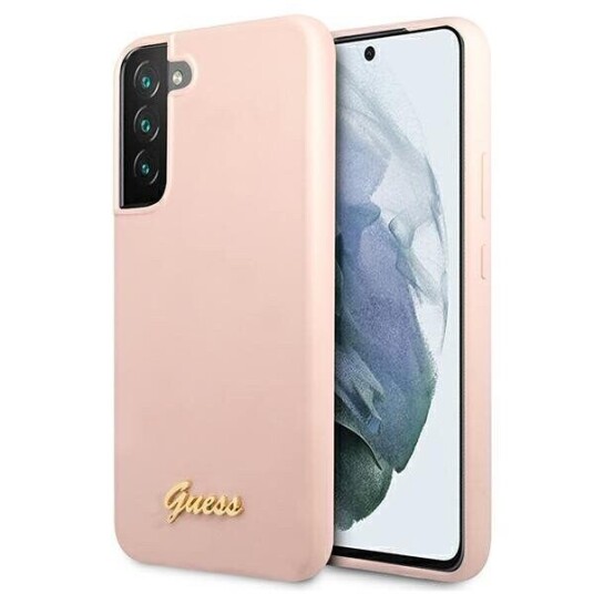 Guess Guhcs22mlslmgpp S22+ S906 Rosa/Rosa Hardcase Silikon Script Metal Logo