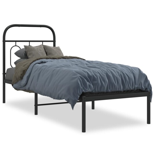  Sengeramme i metall med hodegavl svart 75x190 cm 8721102645778