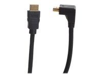 Connectech god kvalitet - høyhastighets - HDMI-kabel med Ethernet - HDMI vinklet til HDMI-kabel - 1,5 m - sort