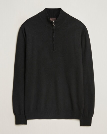 Oscar Jacobson Patton Wool/Cashmere Half Zip Black