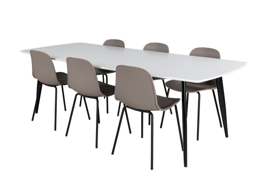 Venture Home Polar Spisegruppe 240 cm Rektangulær med 6 Arctic stoler Beige