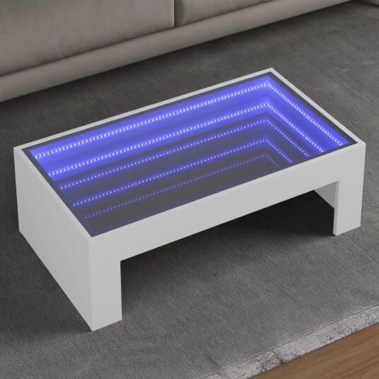 Salongbord med Infinity LED hvit 90x50x30 cm