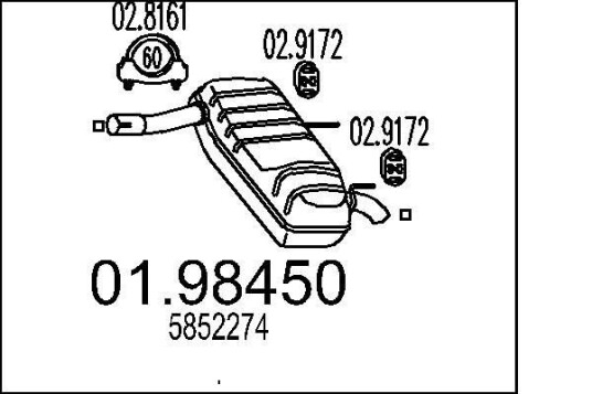 Bakre eksospotte MTS 01.98450 Bakre eksospotte MTS 01.98450